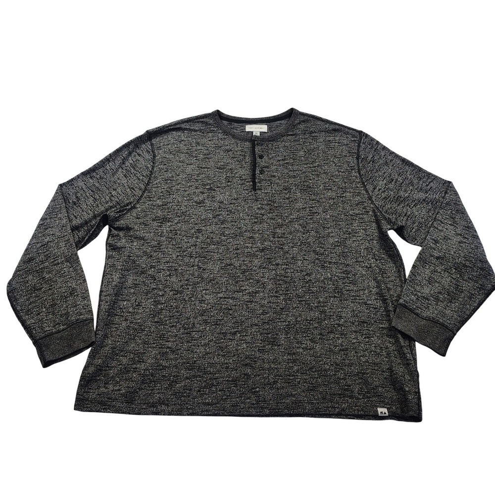Free Assembly Mens XXL Henley Shirt Long Sleeve Black White Space Dye